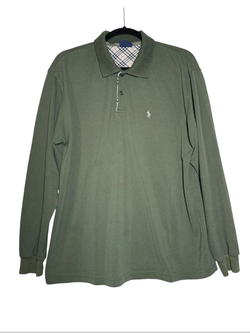 POLO Ralph Lauren Long Sleeve Polo Shirt Olive Green Size XXL White Pony
